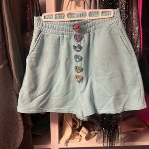 Queen of Sparkles shorts with crystal hearts